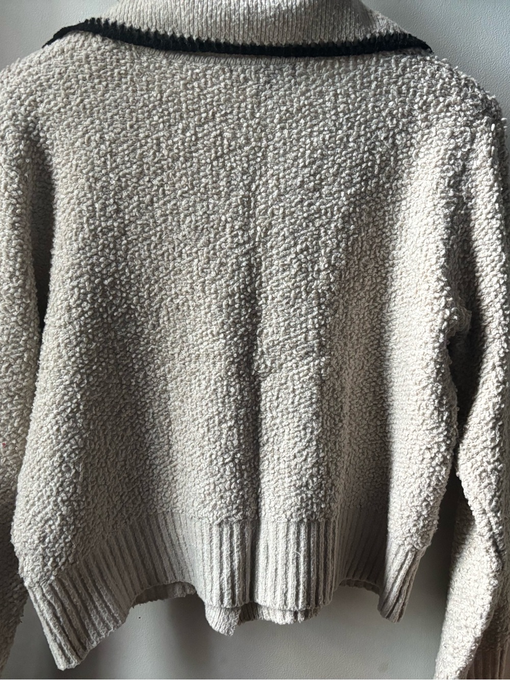 TRUTH Cream Bouclé Cardigan with Black Trim - Picture 4 of 4